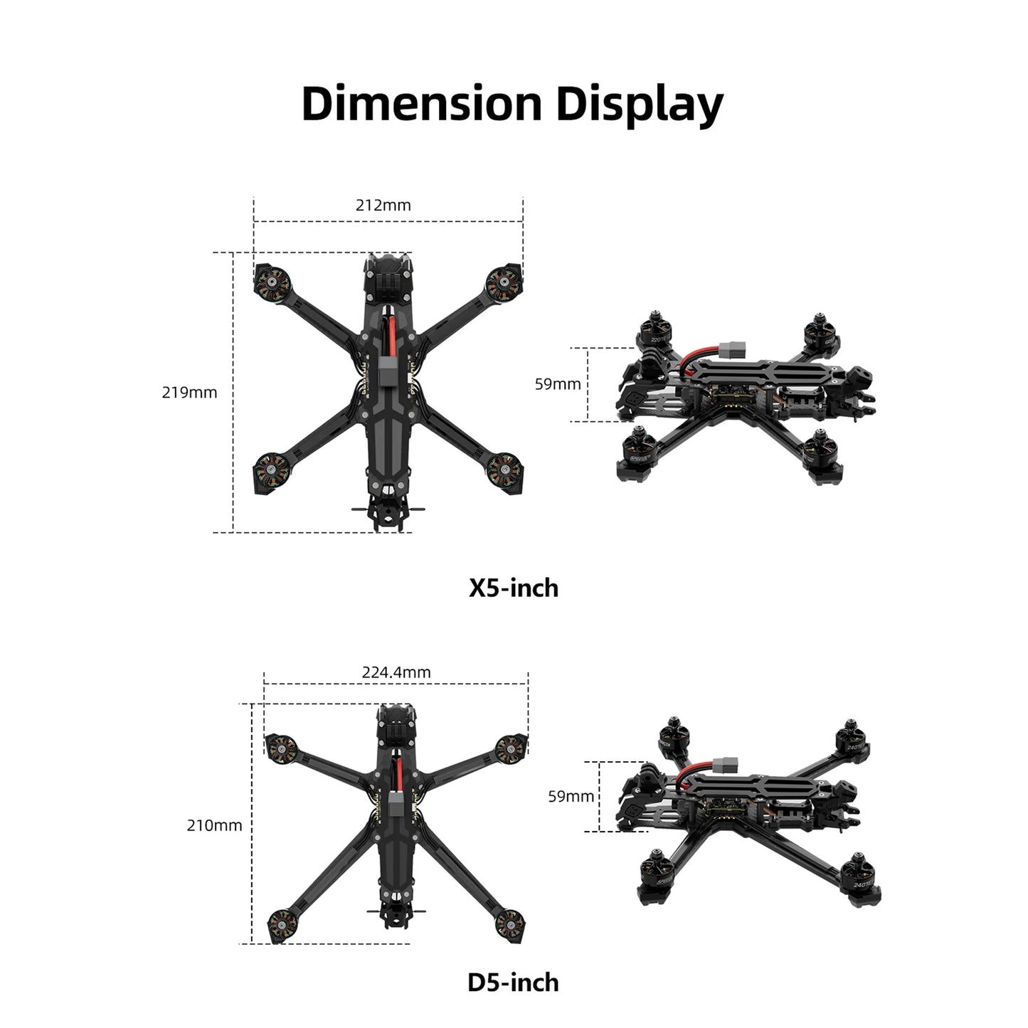 GEPRC Vapor-D5 X5 WTFPV FPV TAKER BLS 60A 4in1 ESC F722 V2 FC Freestyle 2207E 1960KV RC Quadcopter Freestyle Drone