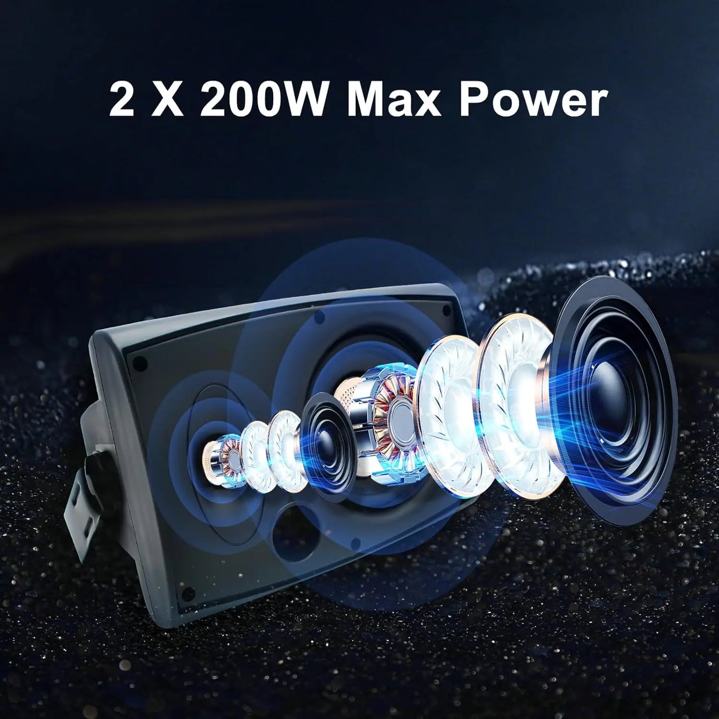 Herdio 2PCS 6.5‘’ 400W Outdoor Passive Speakers Wired Waterproof With Powerful Bass Wall Mount Speakers For Patio Poolside