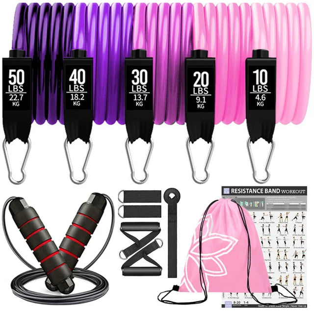 300lb Fitness Booty Resistance Elastic Band Workout for Training Home Exercise Sport Gym Dumbbell Harness Set Expander Equipment