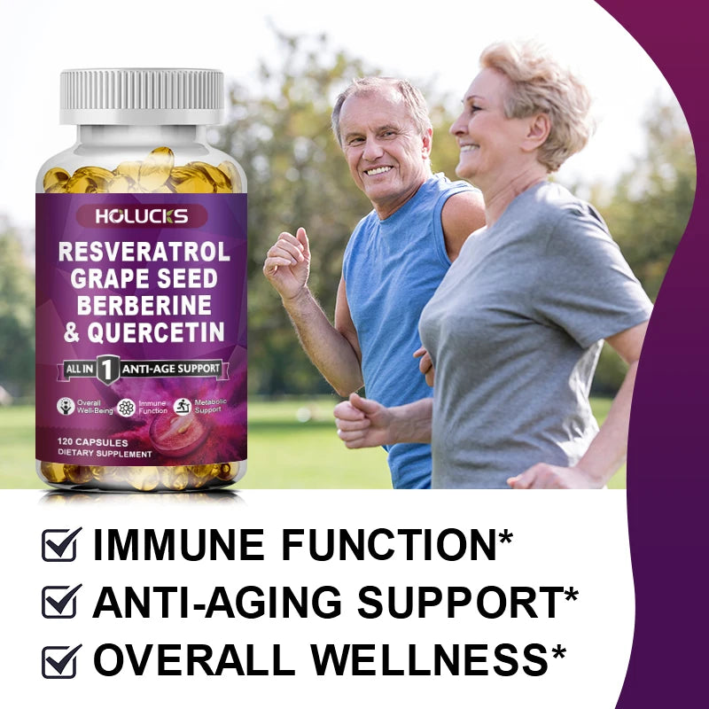 HOLUCKS Resveratrol Supplement, Boost NAD+ level, Anti-Aging, Immune Support, Improve Metabolic, Promote Overall Wellness