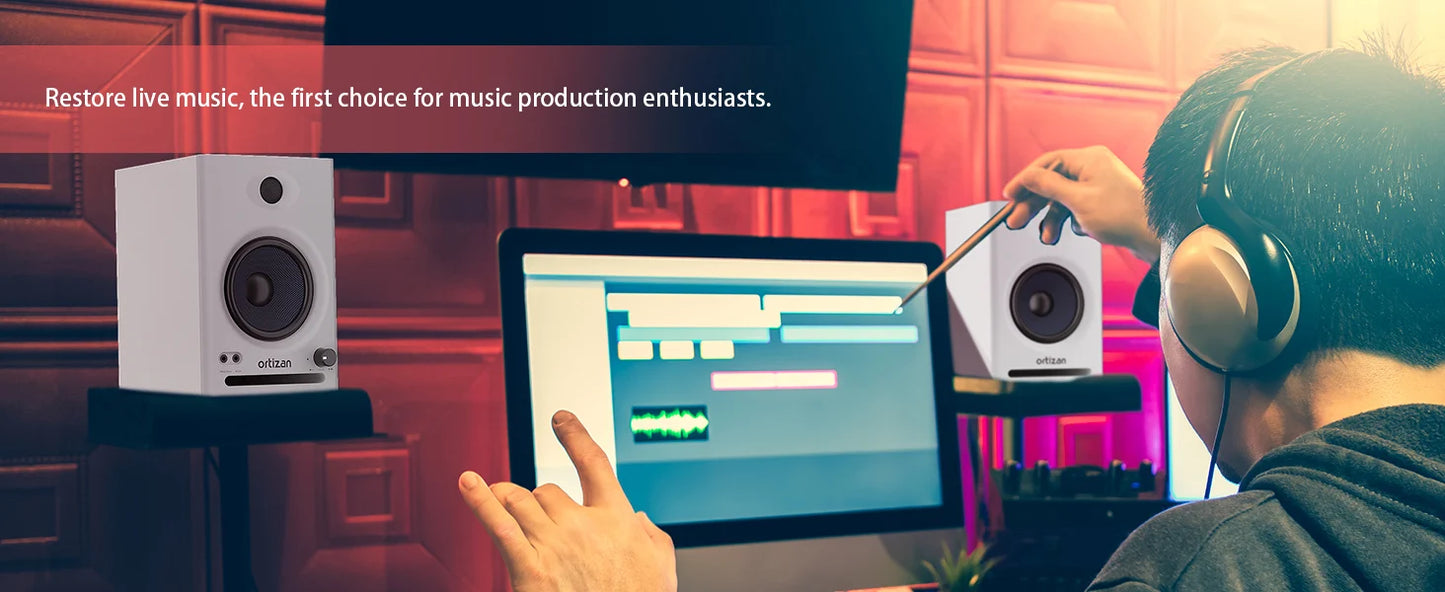 Ortizan C7 Dual-Mode 2.0 Studio Monitors, Active Monitor Speakers for Near Field Music Production, Bluetooth Computer Speakers
