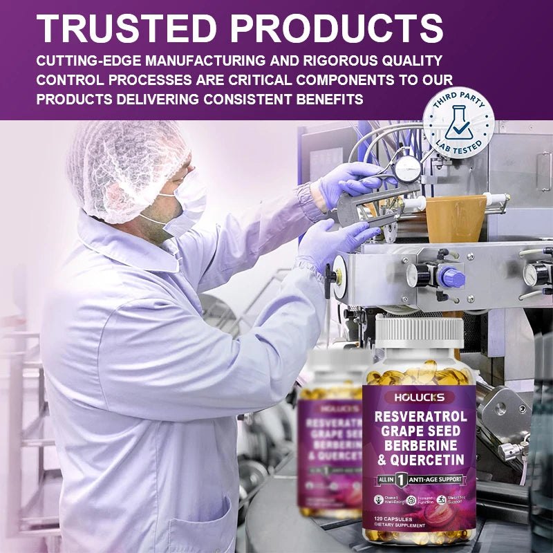 HOLUCKS Resveratrol Supplement, Boost NAD+ level, Anti-Aging, Immune Support, Improve Metabolic, Promote Overall Wellness