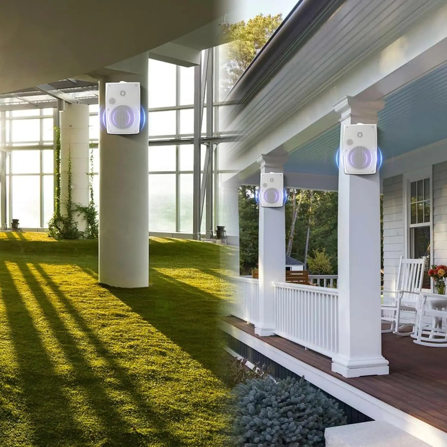 Herdio 2PCS 6.5‘’ 400W Outdoor Passive Speakers Wired Waterproof With Powerful Bass Wall Mount Speakers For Patio Poolside