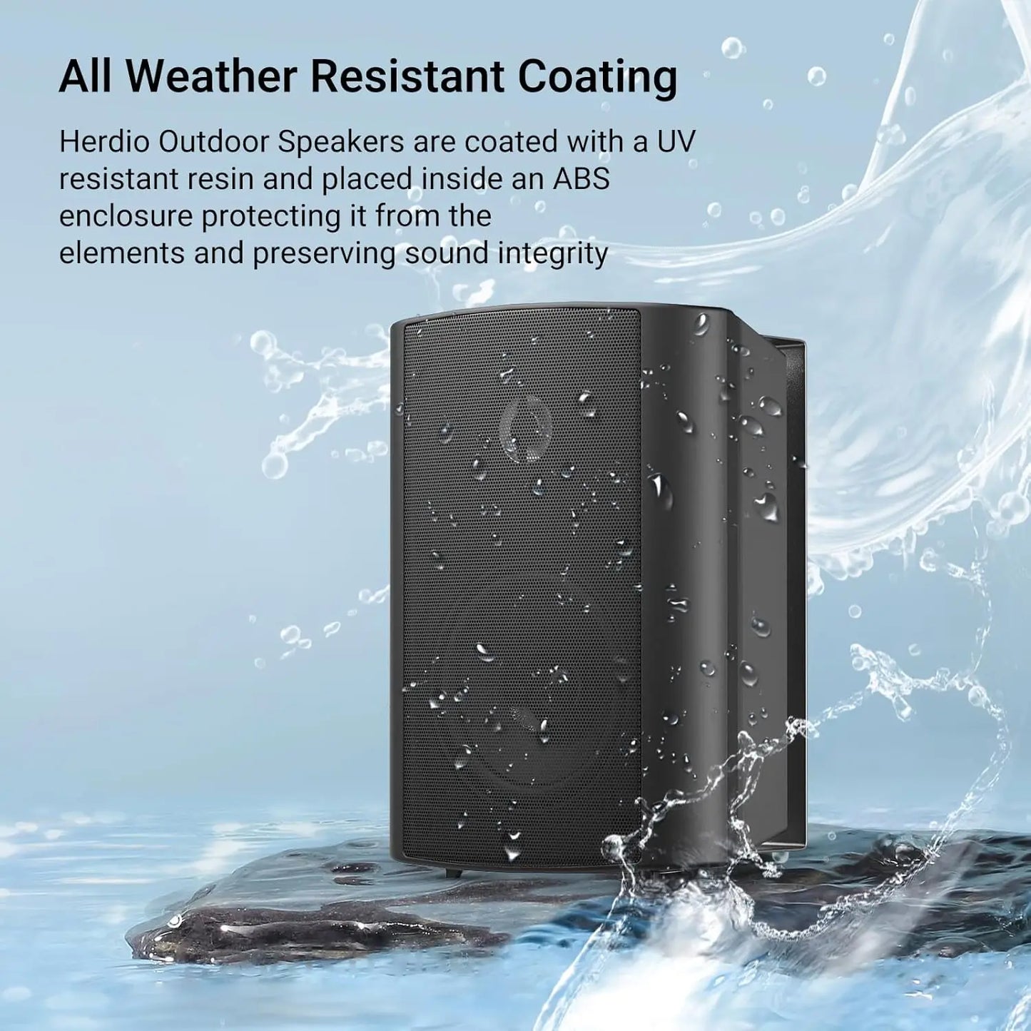 Herdio 2PCS 4'' 200W Wall Mount Outdoor Passive Speakers Waterproof Powerful Bass Expansive Stereo Sound Coverage For Patio Pool