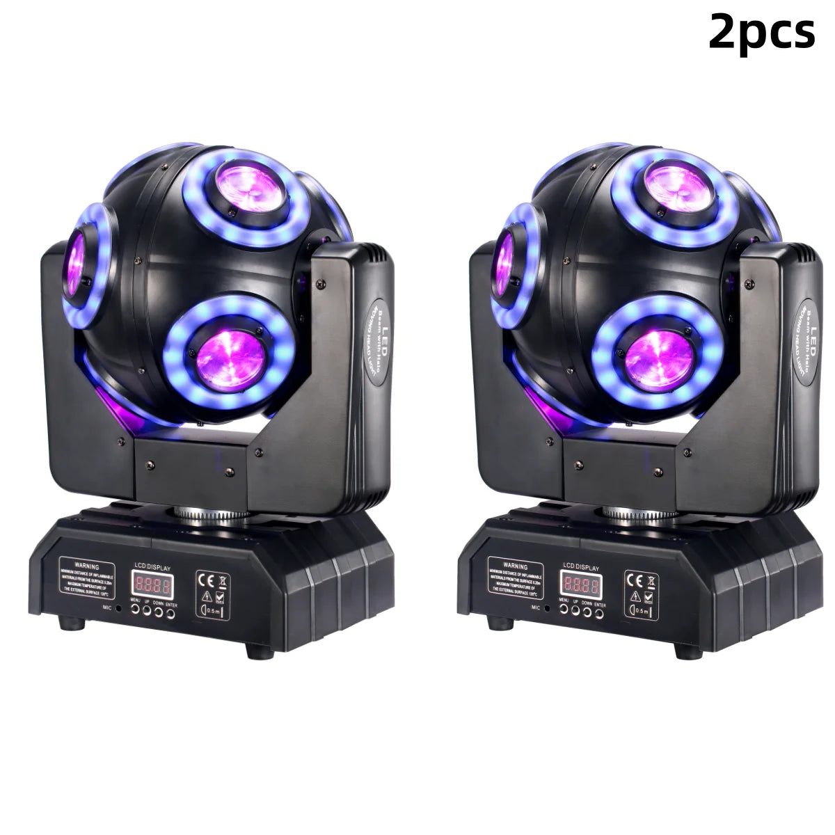 2pcs LED Moving Head Football Light 8x15W RGBW 4in1 With Halo RGB 360 ° Infinite Rotation Beam Strobe Dj Bar DMX512 Stage Effect