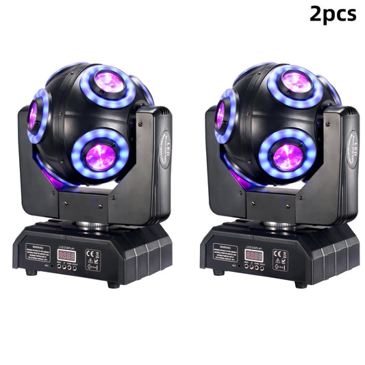 2pcs LED Moving Head Football Light 8x15W RGBW 4in1 With Halo RGB 360 ° Infinite Rotation Beam Strobe Dj Bar DMX512 Stage Effect