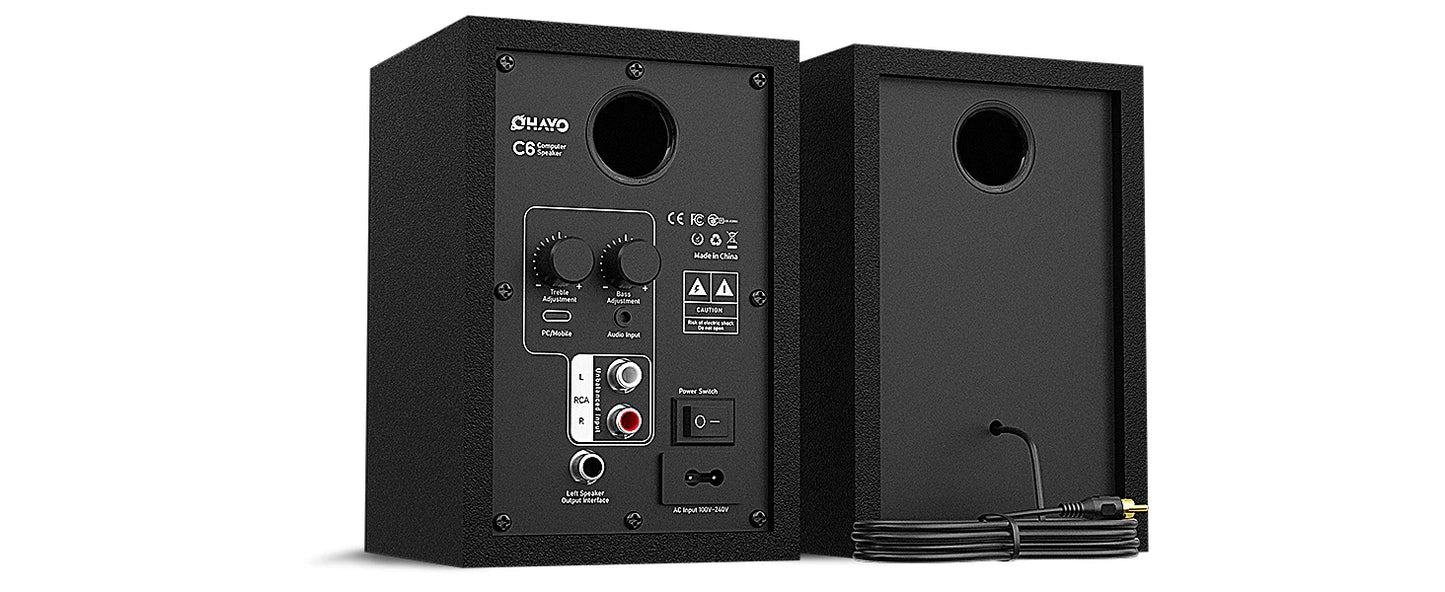 OHAYO Active Bluetooth 5.3 Bookshelf Speakers, 60W MDF Wooden Speaker Unit , 2.0 Computer PC Monitor Gaming Speakers,RCA/AUX/USB