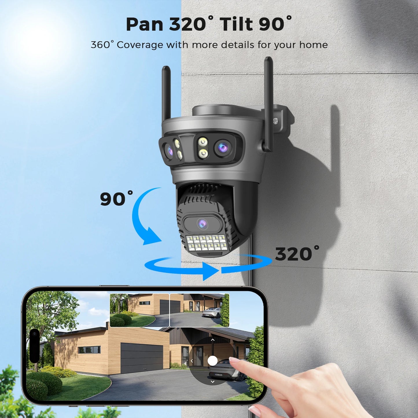 BESDER 15MP Wifi Camera Outdoor Auto Tracking Multi Screens 5X Digital Zoom PTZ Security Protection CCTV Surveillance O-Kam Pro