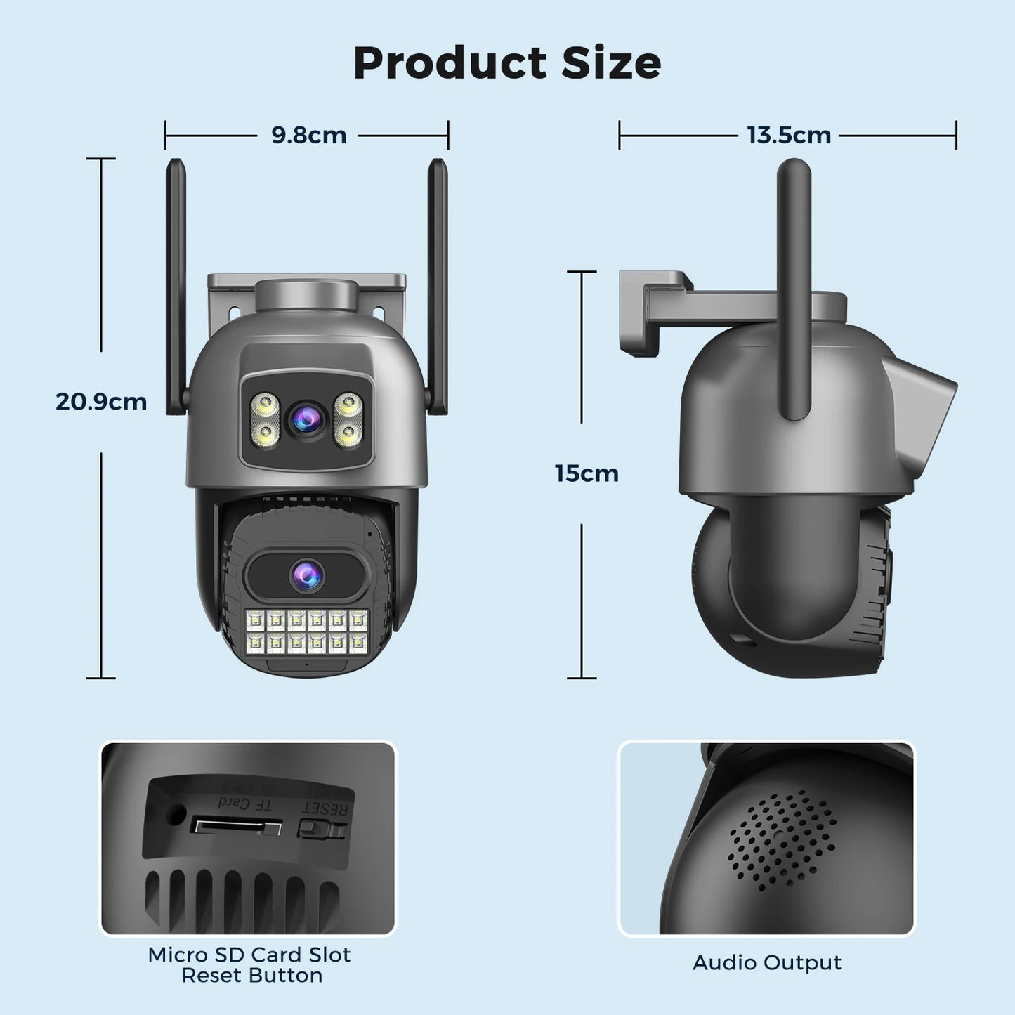 BESDER 15MP Wifi Camera Outdoor Auto Tracking Multi Screens 5X Digital Zoom PTZ Security Protection CCTV Surveillance O-Kam Pro
