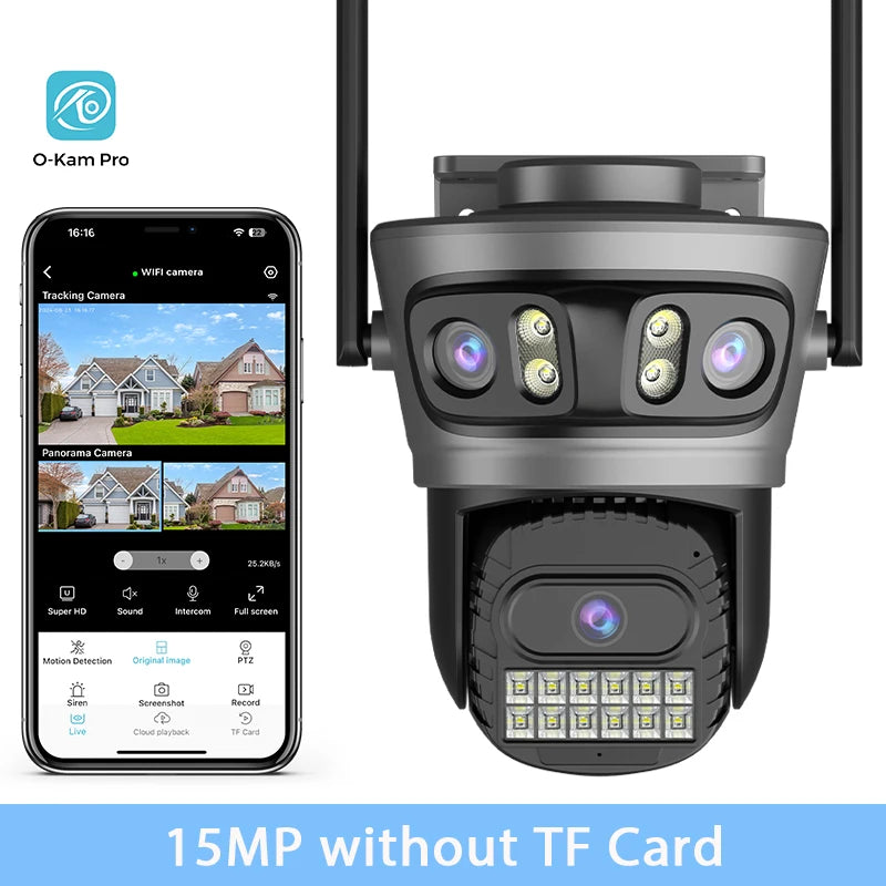 BESDER 15MP Wifi Camera Outdoor Auto Tracking Multi Screens 5X Digital Zoom PTZ Security Protection CCTV Surveillance O-Kam Pro