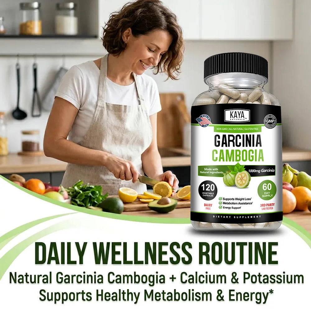 Garcinia Cambogia 120 Veggie Caps (Vegetarian, Natural, Non-GMO & Gluten Free) Wellness Support Supplement for Women & Men