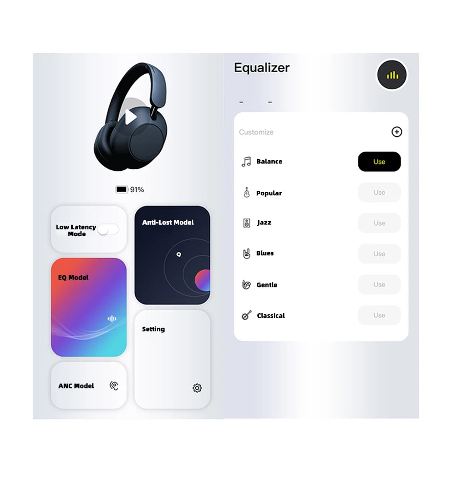 Picun F6 Active Noise Cancelling Wireless Headphones Head Tracking 3D Audio 40mm Hi-Res ANC Bluetooth Headset HIFI APP Control