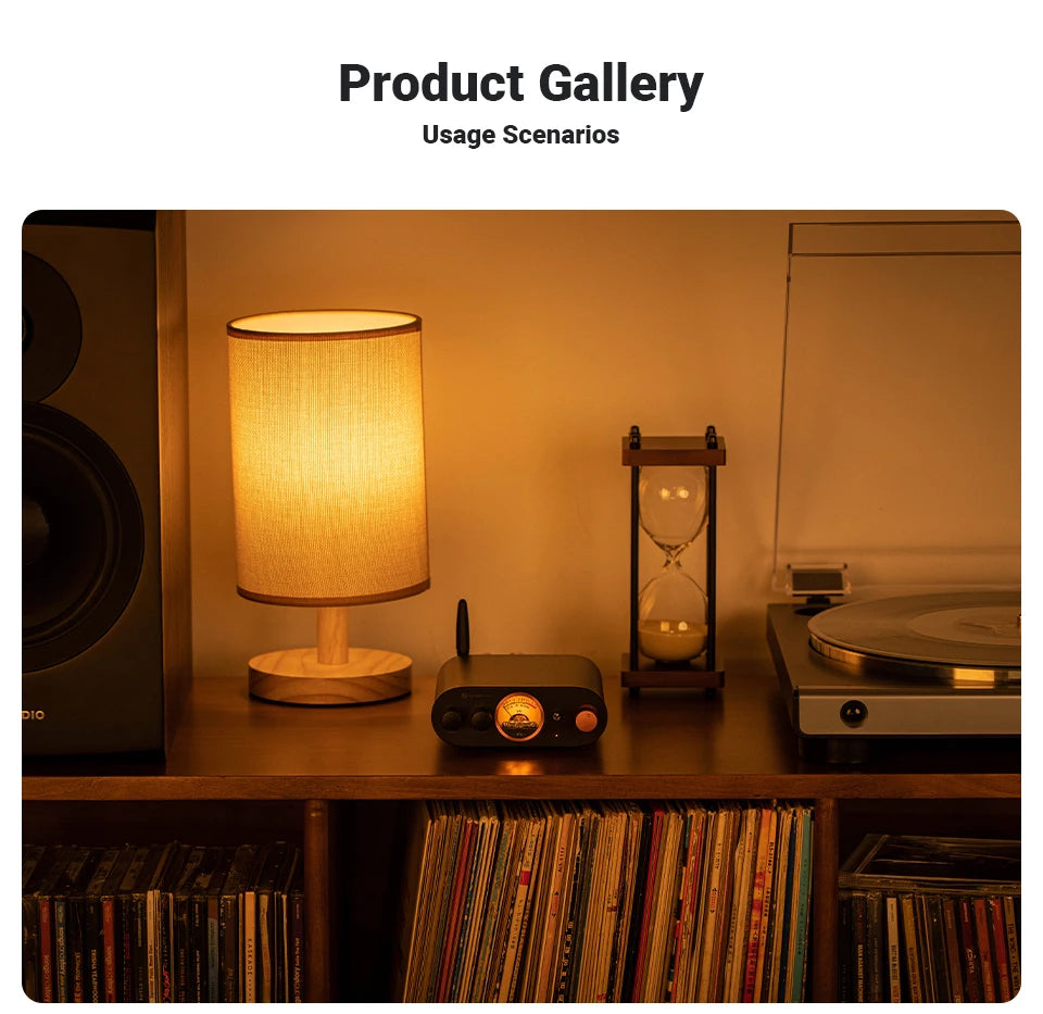 Fosi Audio MC101 Bluetooth Stereo Amplifier Home Audio Mini Amp with VU Meter 2 Channel HiFi Receiver for Passive Speaker