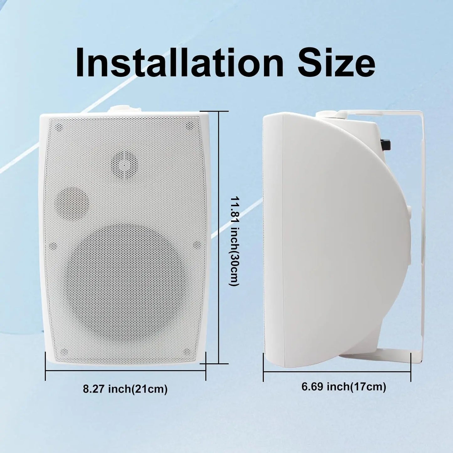Herdio 2PCS 6.5‘’ 400W Outdoor Passive Speakers Wired Waterproof With Powerful Bass Wall Mount Speakers For Patio Poolside