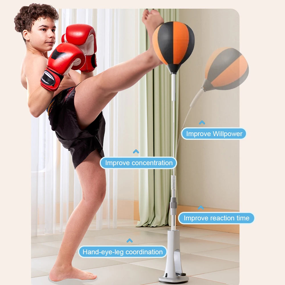 Punching Bag with Stand Boxing Bag Height Adjustable Punching Reflex Ball Set for Training Boxing Stress Relief & Fitness