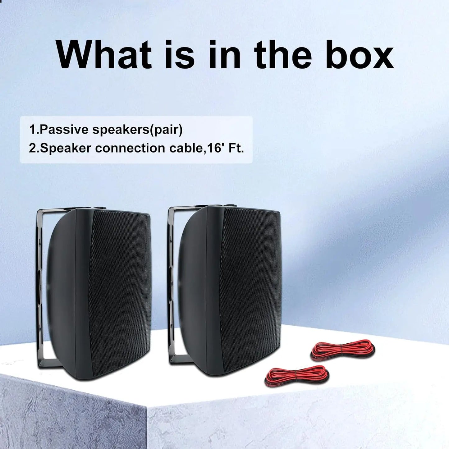 Herdio 2PCS 6.5‘’ 400W Outdoor Passive Speakers Wired Waterproof With Powerful Bass Wall Mount Speakers For Patio Poolside