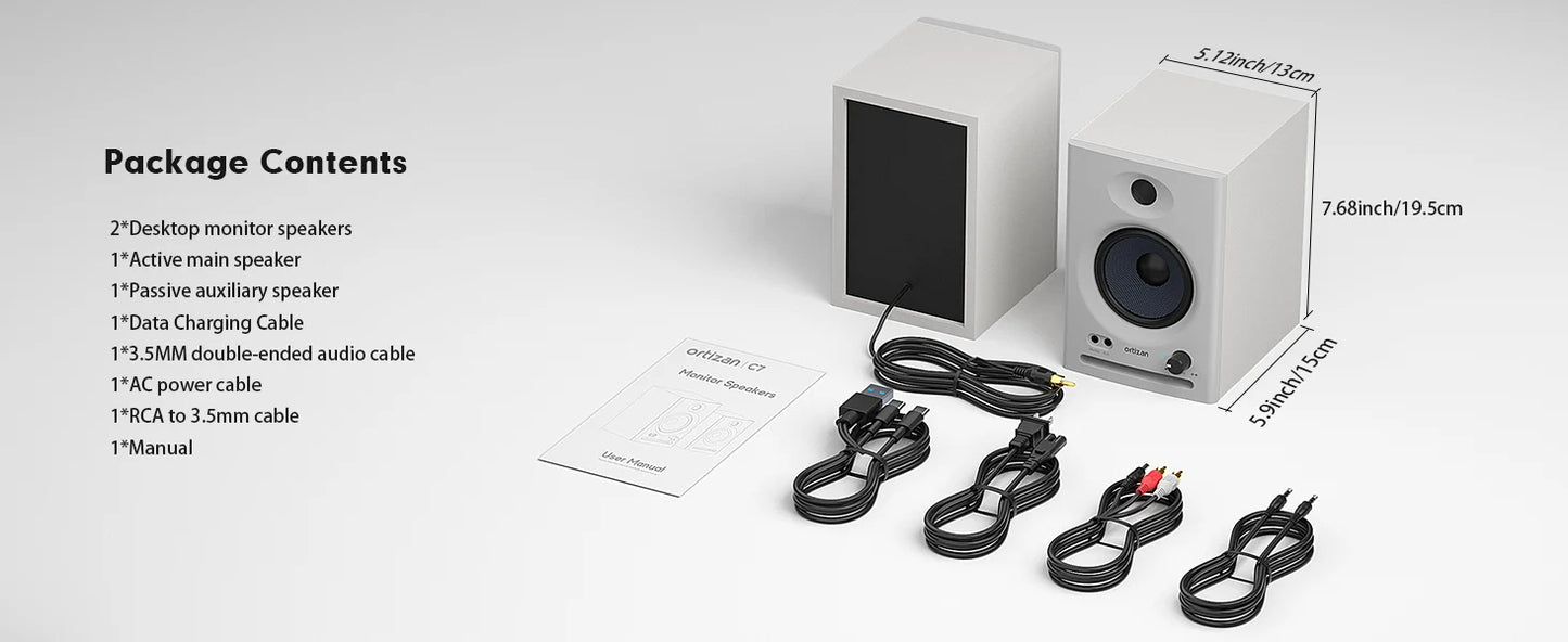 Ortizan C7 Dual-Mode 2.0 Studio Monitors, Active Monitor Speakers for Near Field Music Production, Bluetooth Computer Speakers