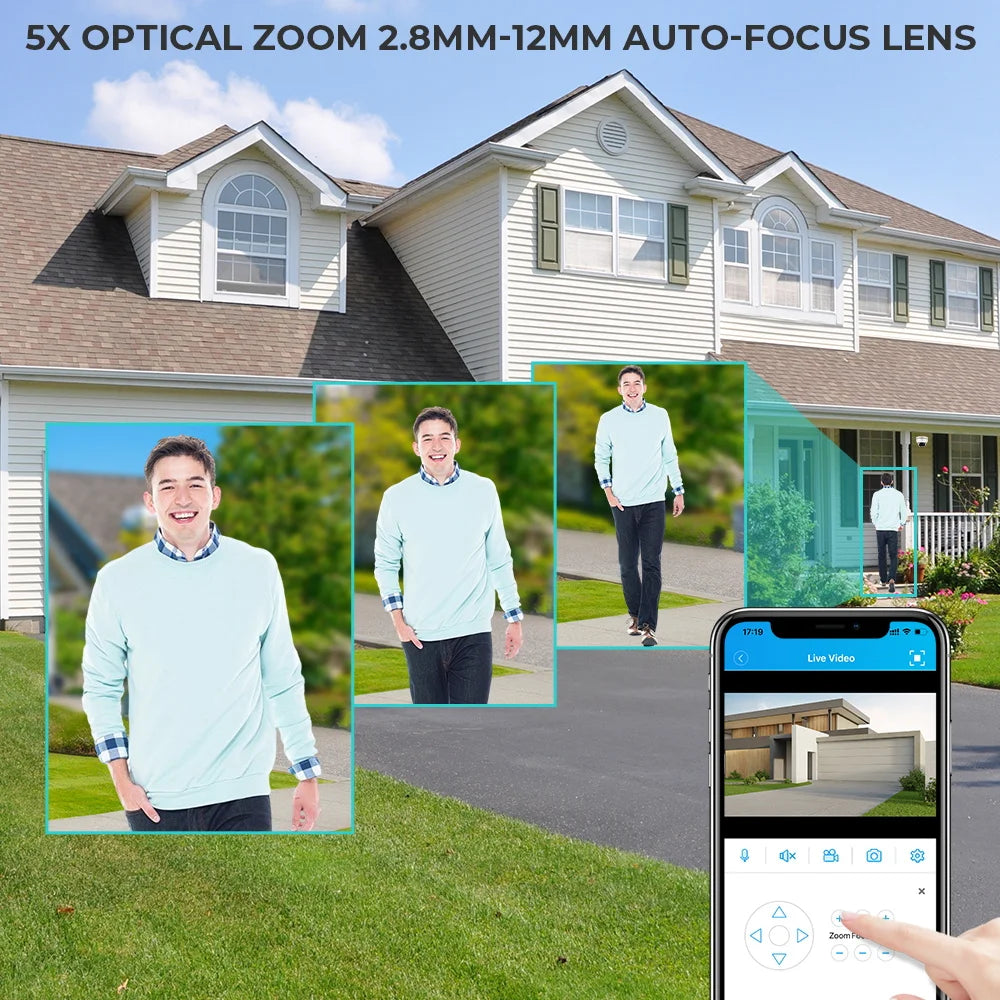 8MP 4K PTZ IP Camera Outdoor PoE Onvif 5X Optical Zoom 5MP 4MP P2P Infrared Audio Dome Camera CCTV Surveillance Camera XMEye App