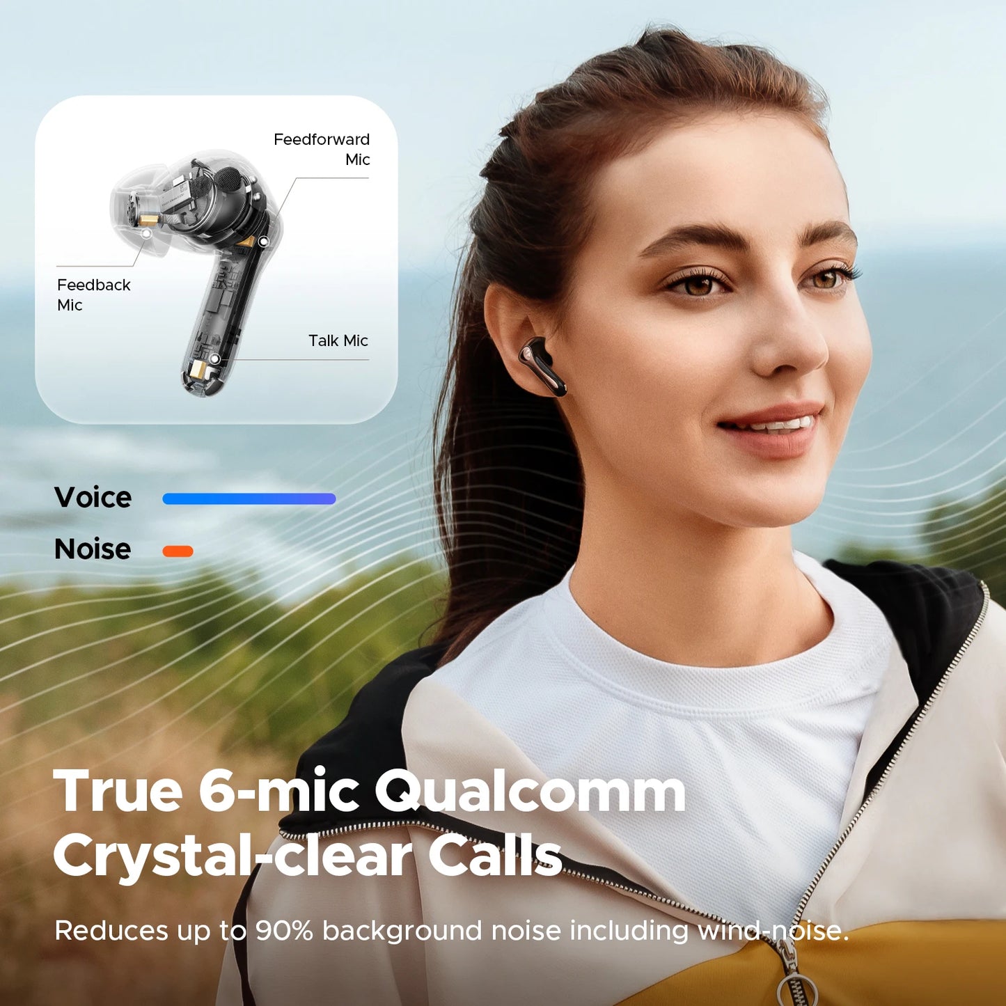 SoundPEATS Air5 Pro Wireless Earbuds Adaptive Hybrid ANC Bluetooth 5.4 Earphones aptX™ Lossless, LDAC LE Hi-Res Audio 6 Mics