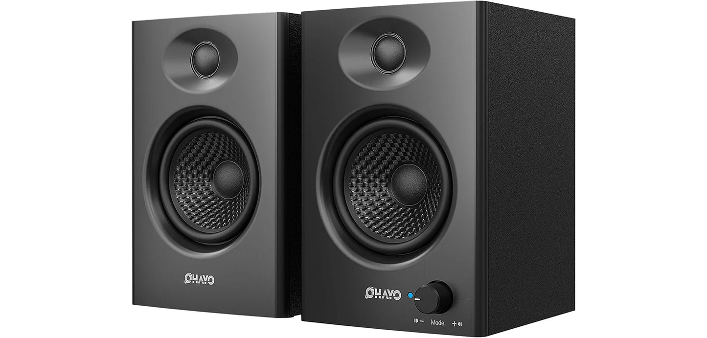 OHAYO Active Bluetooth 5.3 Bookshelf Speakers, 60W MDF Wooden Speaker Unit , 2.0 Computer PC Monitor Gaming Speakers,RCA/AUX/USB