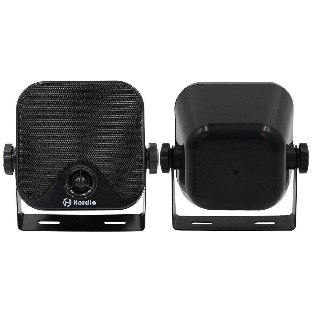 Herdio 2PCS 4‘' 100W Heavy Duty Boat Marine Box Outdoor Speakers Surface Mounted For Skid Steer ATV UTV RZR Golf Cart Tractor