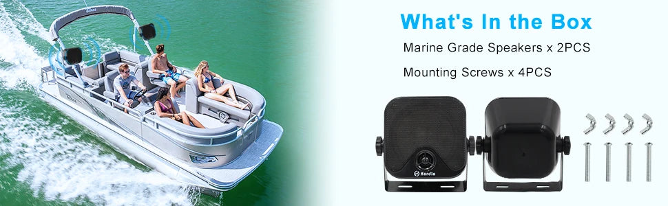 Herdio 2PCS 4‘' 100W Heavy Duty Boat Marine Box Outdoor Speakers Surface Mounted For Skid Steer ATV UTV RZR Golf Cart Tractor