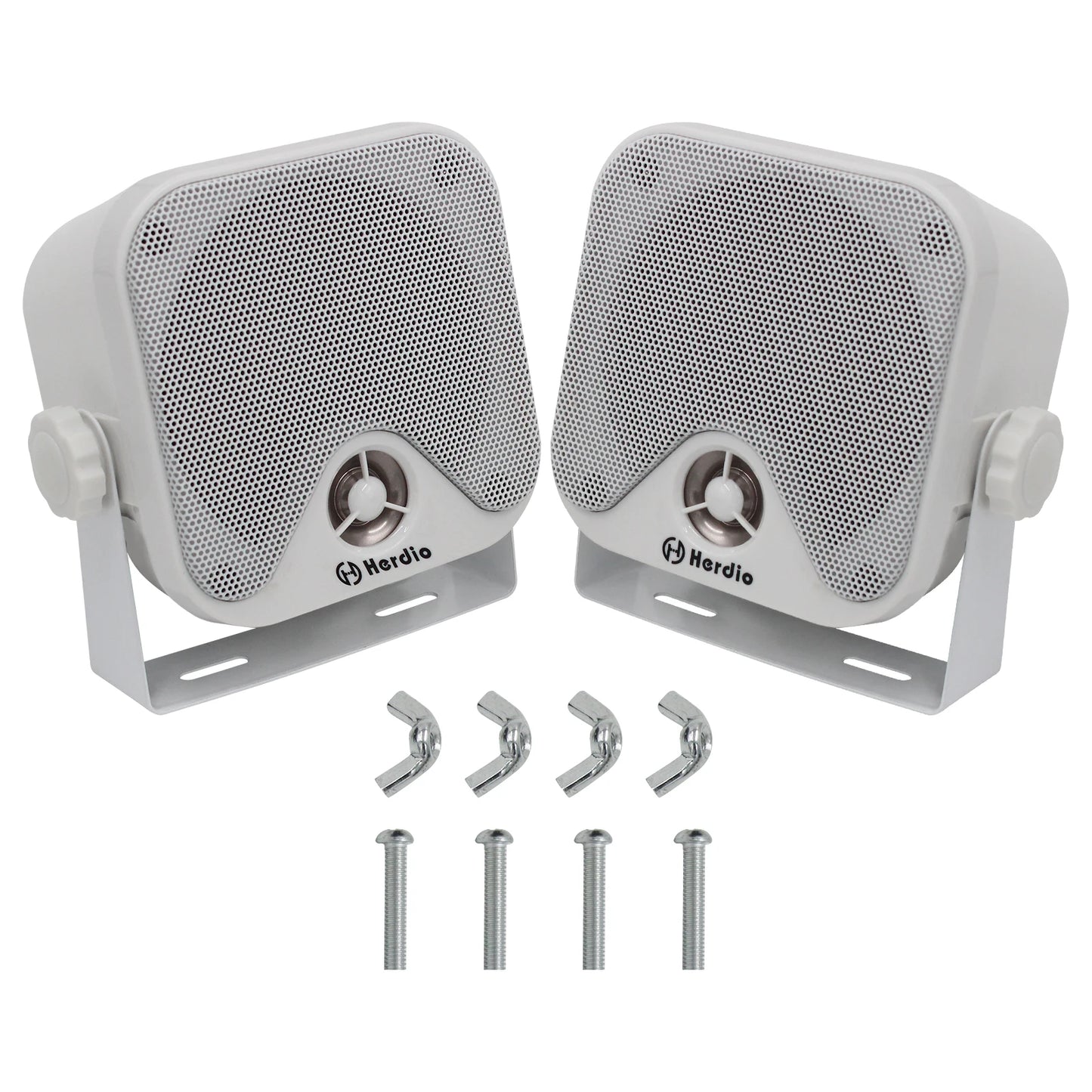 Herdio 2PCS 4‘' 100W Heavy Duty Boat Marine Box Outdoor Speakers Surface Mounted For Skid Steer ATV UTV RZR Golf Cart Tractor