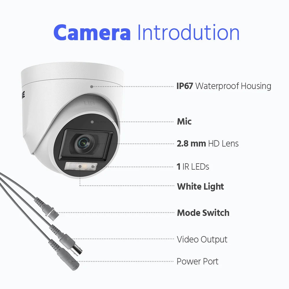 ANNKE H.265+ 8CH 5MP DVR Security Surveillance Kits 8pcs 5MP PIR Outdoor Cameras IP67 Weatherproof DVR SECUR Camera System Alarm