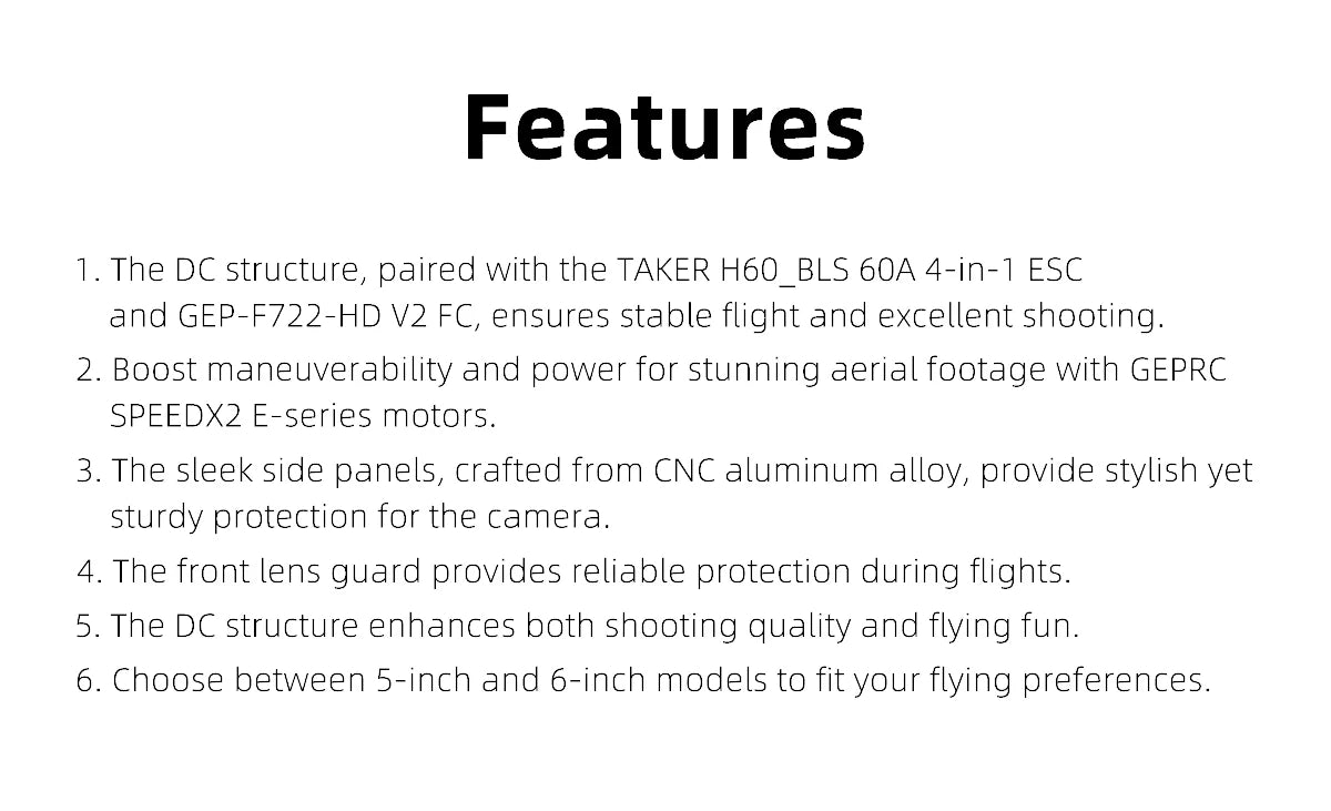 GEPRC Vapor-D5 X5 WTFPV FPV TAKER BLS 60A 4in1 ESC F722 V2 FC Freestyle 2207E 1960KV RC Quadcopter Freestyle Drone