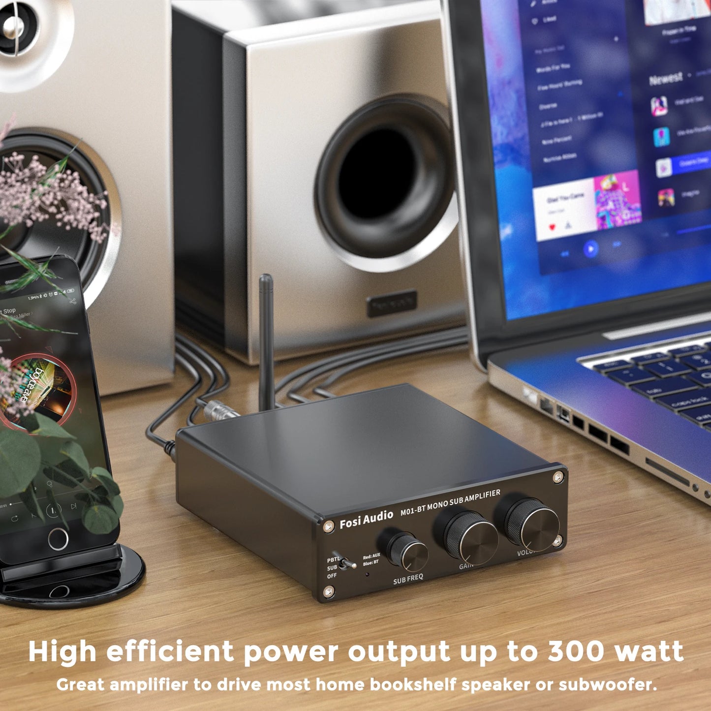 Fosi Audio 300W M01-BT Bluetooth Amplifier One Channel Mono Amp For Home Speakers