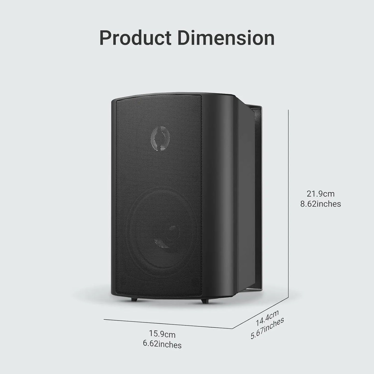 Herdio 2PCS 4'' 200W Wall Mount Outdoor Passive Speakers Waterproof Powerful Bass Expansive Stereo Sound Coverage For Patio Pool