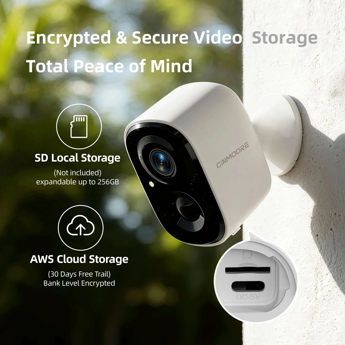 CINMOORE 2.5K 4MP 2.4G WiFi Wireless Battery Powered Home Security Cameras Outdoor AI Detection IP66 IP Surveillance Camera
