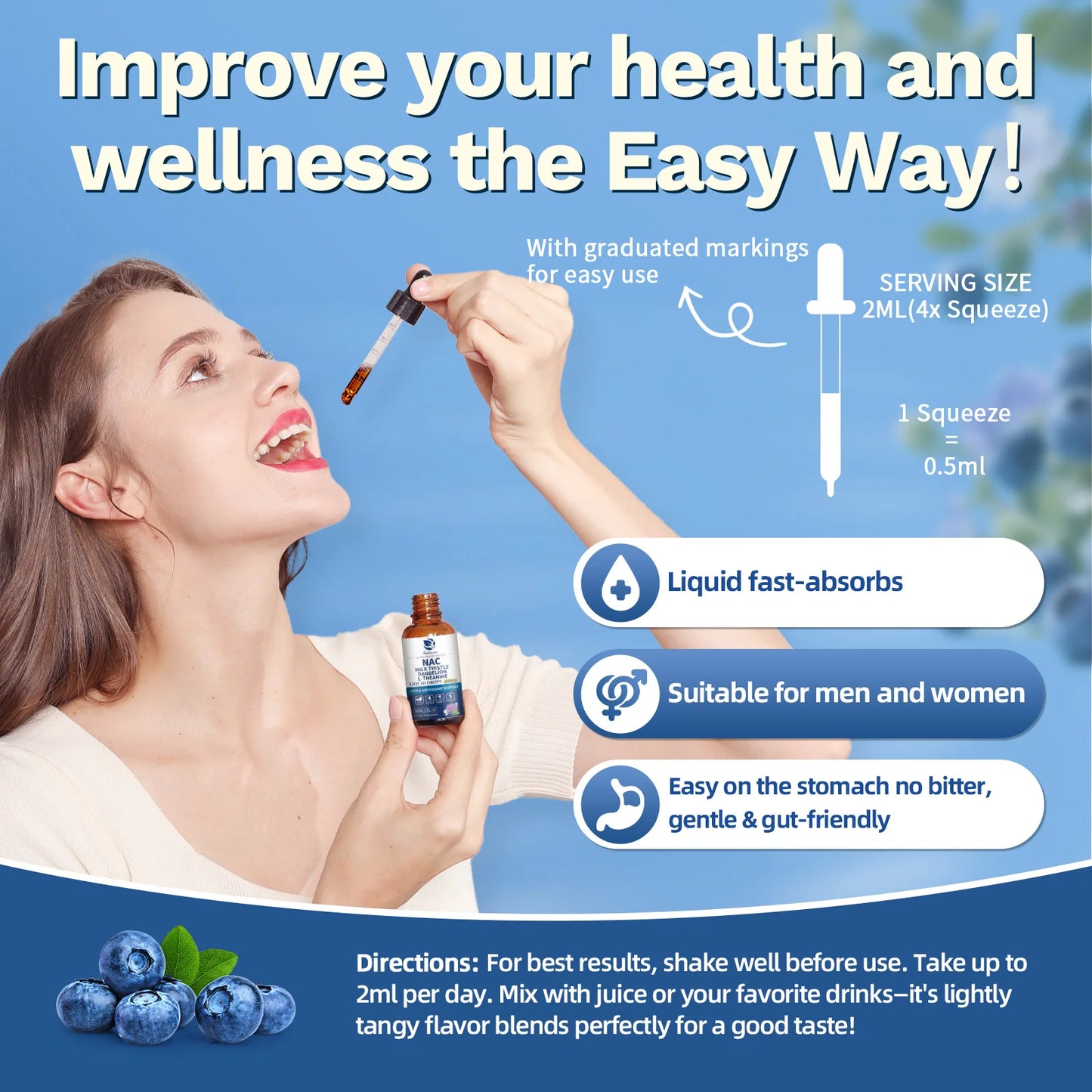 Lukaree Ultra-Concentrated 500mg NAC Drop Milk Thistle for Liver& Lung Health,Antioxidants,Brain Wellness & Immune Support