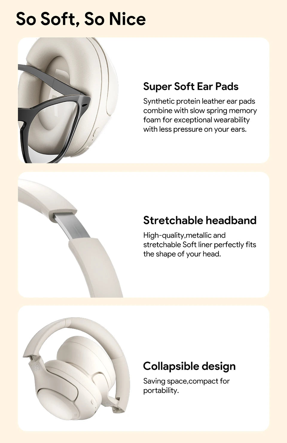 QCY H3 ANC 43dB Active Noise Cancellation Headphones Hi-Res Audio Wireless Earphones Bluetooth 5.4 Over the Ear Headsets 60Hrs