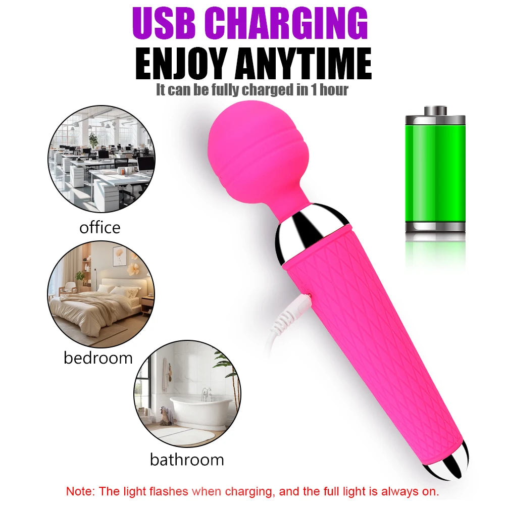 AV Vibrator Wand Sex Toys for Women 20 Powerful Patterns G Spot Clitoris Stimulation Massager Personal Masturbator Erotic Goods