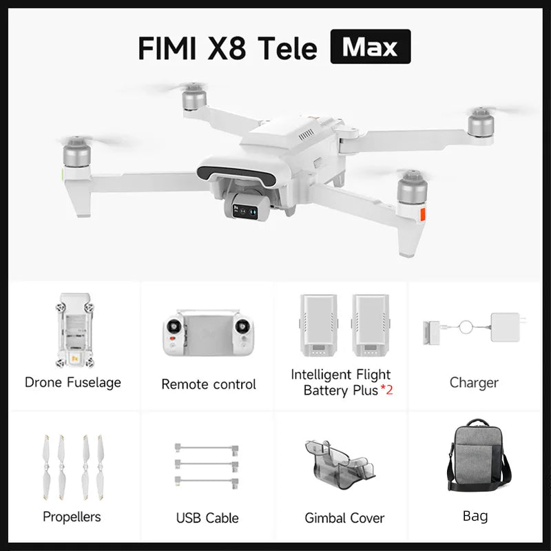 FIMI X8 TELE MAX Drone 4K Professional HDR 48MP 3-Axis Gimbal Camera Drone Professional GPS 20KM RC Quadcopter 2025 New Arrivals