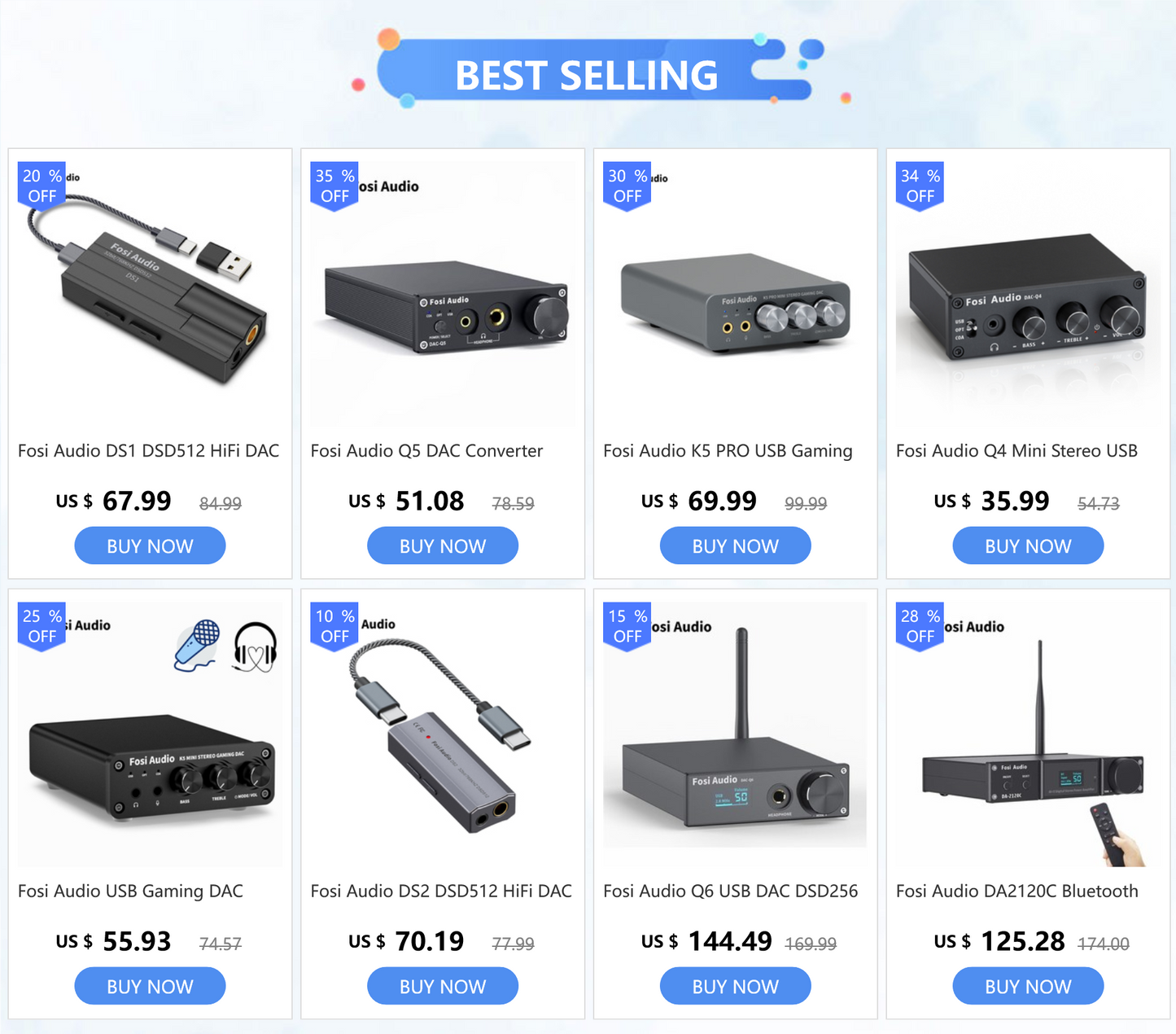 Fosi Audio DS2 DS512 HiFi DAC Headphone Amplifier Mini Audio USB DAC Amp Support 32bit/768kHz with 3.5MM & 4.4MM Dual Outputs