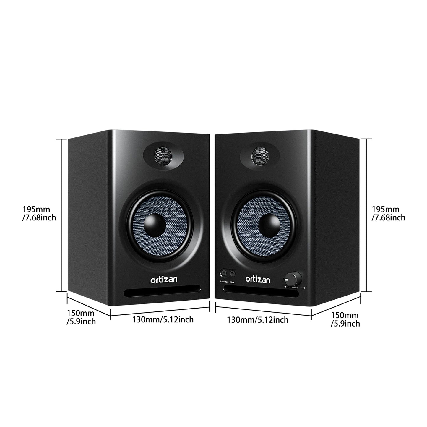 Ortizan C7 Dual-Mode 2.0 Studio Monitors, Active Monitor Speakers for Near Field Music Production, Bluetooth 5.3 Wireless