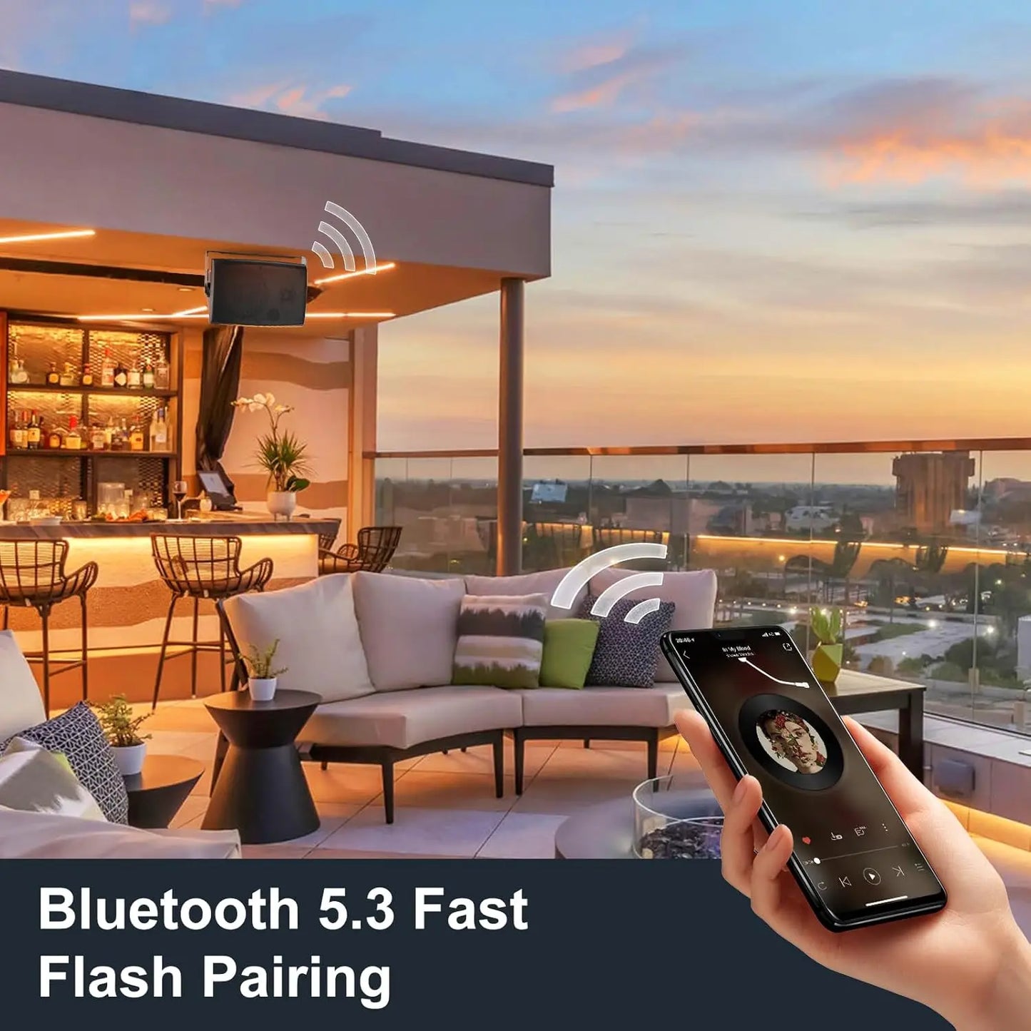 Herdio 6.5'' 400W  Indoor Outdoor Bluetooth Speakers Waterproof Wired With Powerful Bass 2 Way Wall Mount Speakers All-Weather