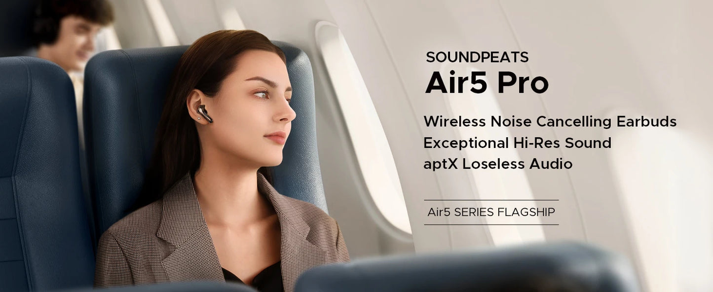 SoundPEATS Air5 Pro Wireless Earbuds Adaptive Hybrid ANC Bluetooth 5.4 Earphones aptX™ Lossless, LDAC LE Hi-Res Audio 6 Mics