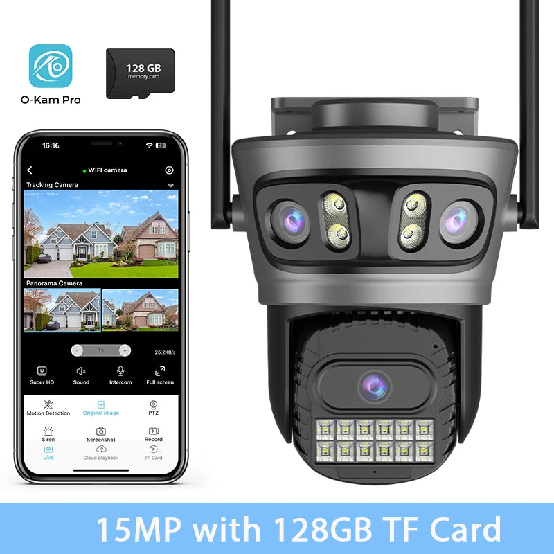 BESDER 15MP Wifi Camera Outdoor Auto Tracking Multi Screens 5X Digital Zoom PTZ Security Protection CCTV Surveillance O-Kam Pro