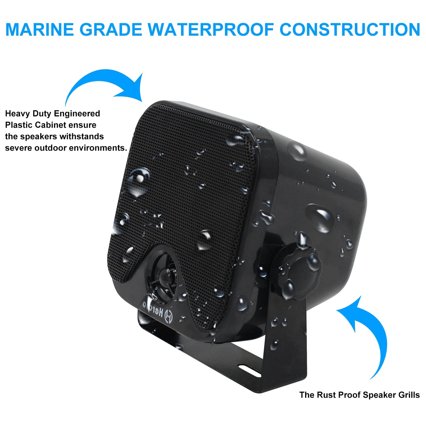 Herdio 2PCS 4‘' 100W Heavy Duty Boat Marine Box Outdoor Speakers Surface Mounted For Skid Steer ATV UTV RZR Golf Cart Tractor