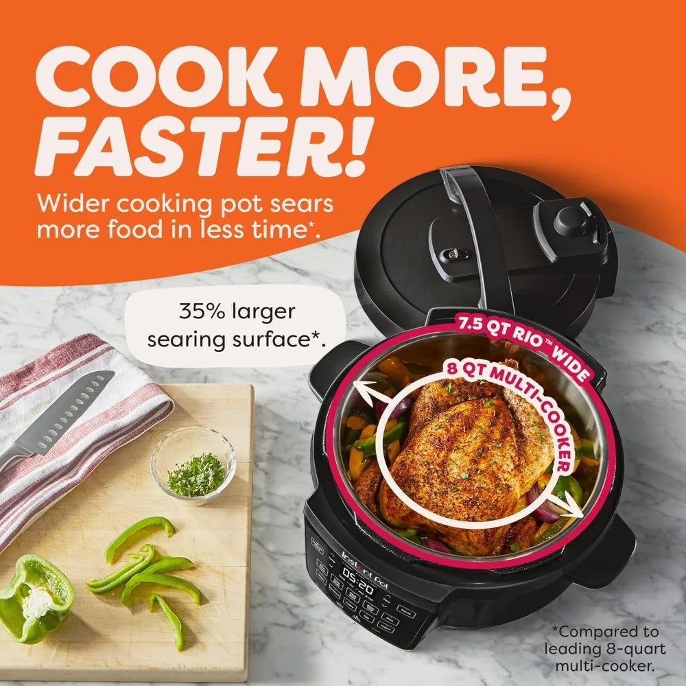 Instant Pot 4QT RIO Mini 7-in-1 Multi-Cooker Pressure Cooker Slow cook Sauté Steam Rice Maker, Yogurt, & Warmer, Black, 4 Quarts