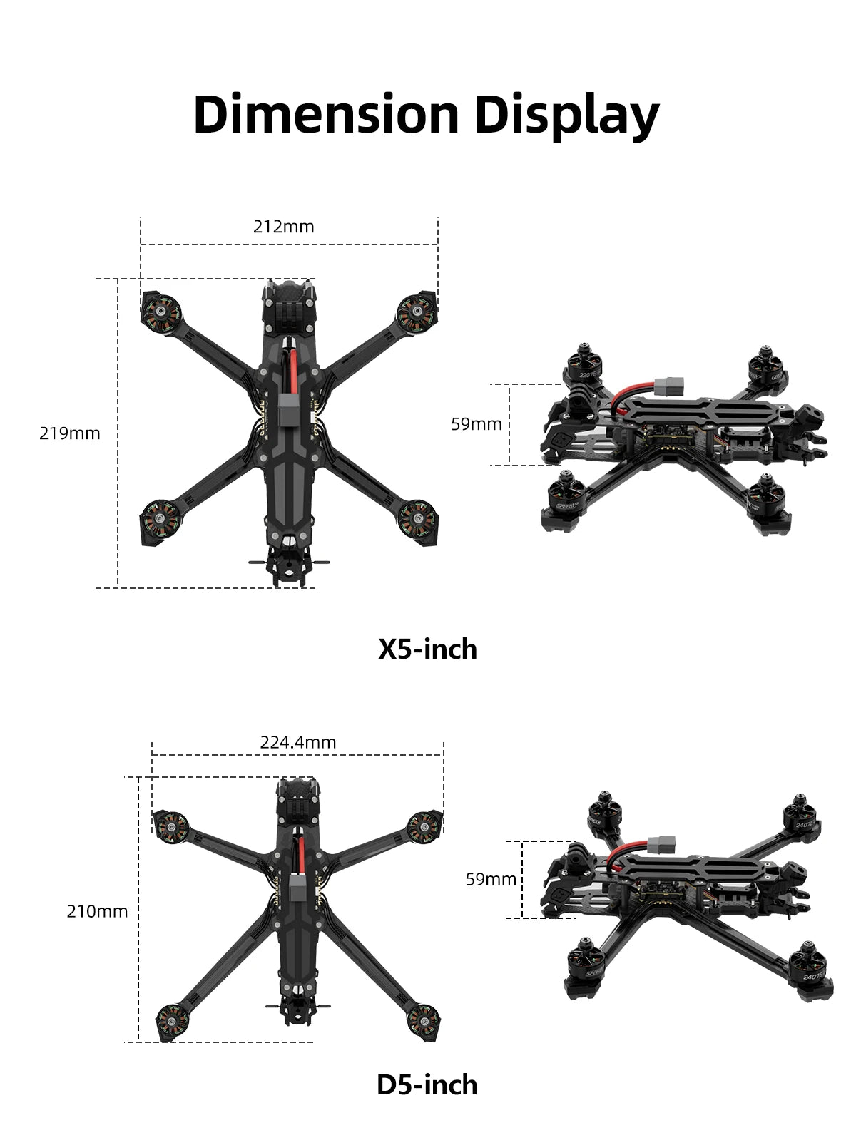 GEPRC Vapor-D5 X5 WTFPV FPV TAKER BLS 60A 4in1 ESC F722 V2 FC Freestyle 2207E 1960KV RC Quadcopter Freestyle Drone