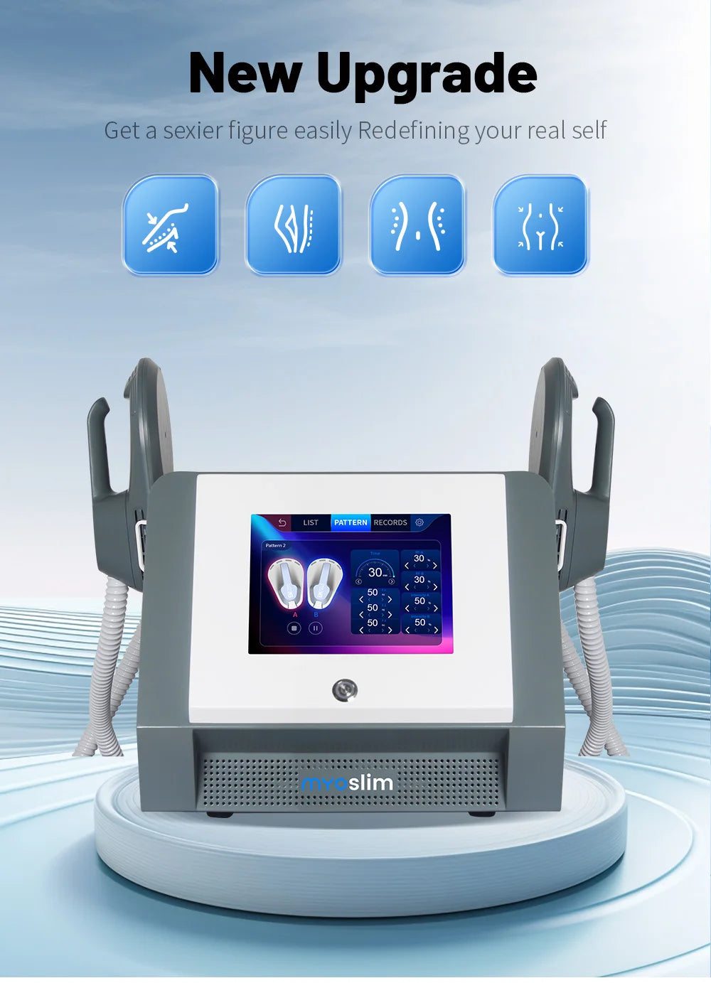 MYOslim EMS Body Building Machine RF Fat Removal 2 Handles Muscle Sculpting Body Muscle Stimulation for Fitness And Wellness