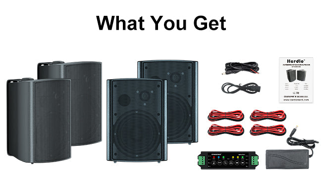 Herdio 800W 6.5'' Outdoor Speakers Bluetooth Waterproof Wired With Superior Amplifier Wall Mounted Sound System Enhanced Bass