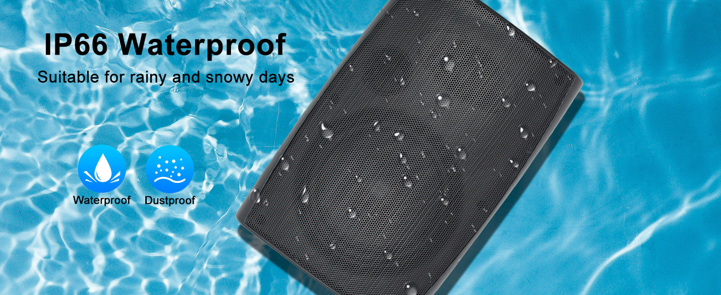 Herdio 6.5'' 400W  Indoor Outdoor Bluetooth Speakers Waterproof Wired With Powerful Bass 2 Way Wall Mount Speakers All-Weather