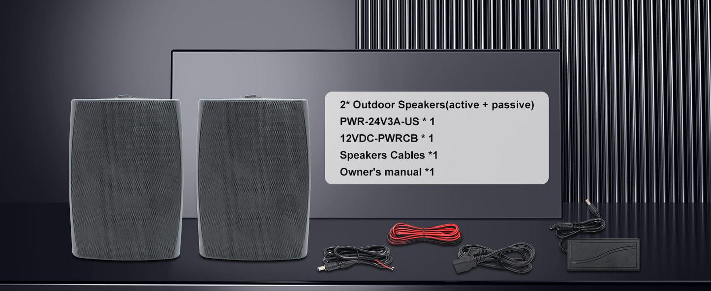 Herdio 6.5'' 400W  Indoor Outdoor Bluetooth Speakers Waterproof Wired With Powerful Bass 2 Way Wall Mount Speakers All-Weather